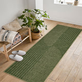 Garvee Modern Rainbow Easy Jute Area Rugs, Washable Contemporary Natural Indoor Outdoor Rug, Non Slip Floor Carpet for for Living Room Bedroom Nursery Office Farmhouse Patio Backyard RV - Green