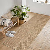 Garvee 2x6 Easy Jute Runner Rug Washable Non-Slip Indoor Outdoor Carpet, Modern Rainbow Faux Jute Hallway Runner for Entryway, Kitchen & Laundry Room, Natural Beige - Natural Beige