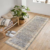 Garvee Washable Runner Rugs, Beige Yellow 2'X6' Antique Distressed Long Rug, Modern Non Slip Stain Resistant Vintage Print Accent Carpet for Living Room Bedroom Dining Office Farmhouse Hallway Entryway - Beige Yellow