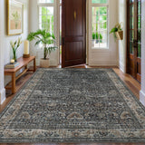 Garvee Washable Area Rugs Reddish Brown 8'x10' Antique Distressed Large Rug for Living Room Modern Non Slip Stain Resistant Vintage Print Accent Carpet Floor Mat - Reddish Brown