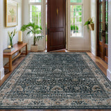 Garvee Washable Area Rugs Black 9'X12' Antique Distressed Large Rug for Living Room Modern Non Slip Stain Resistant Vintage Print - Black