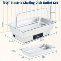 Garvee Electric Chafing Dish Buffet Set, 9 QT Stainless Steel Food Warmer with Temperature Control & Transparent Roll Top Lid, Catering Server for Parties, Banquets, Buffets, Keeping Food Warm & Fresh