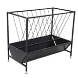 Garvee Heavy Duty 2-in-1 Hay and Grain Feeder Trough – 30 Gallon Black Steel Livestock Feeder – Sturdy, Powder Coated – Perfect for Calves, Sheep, Horses, Goats – For Farm and Pasture Use