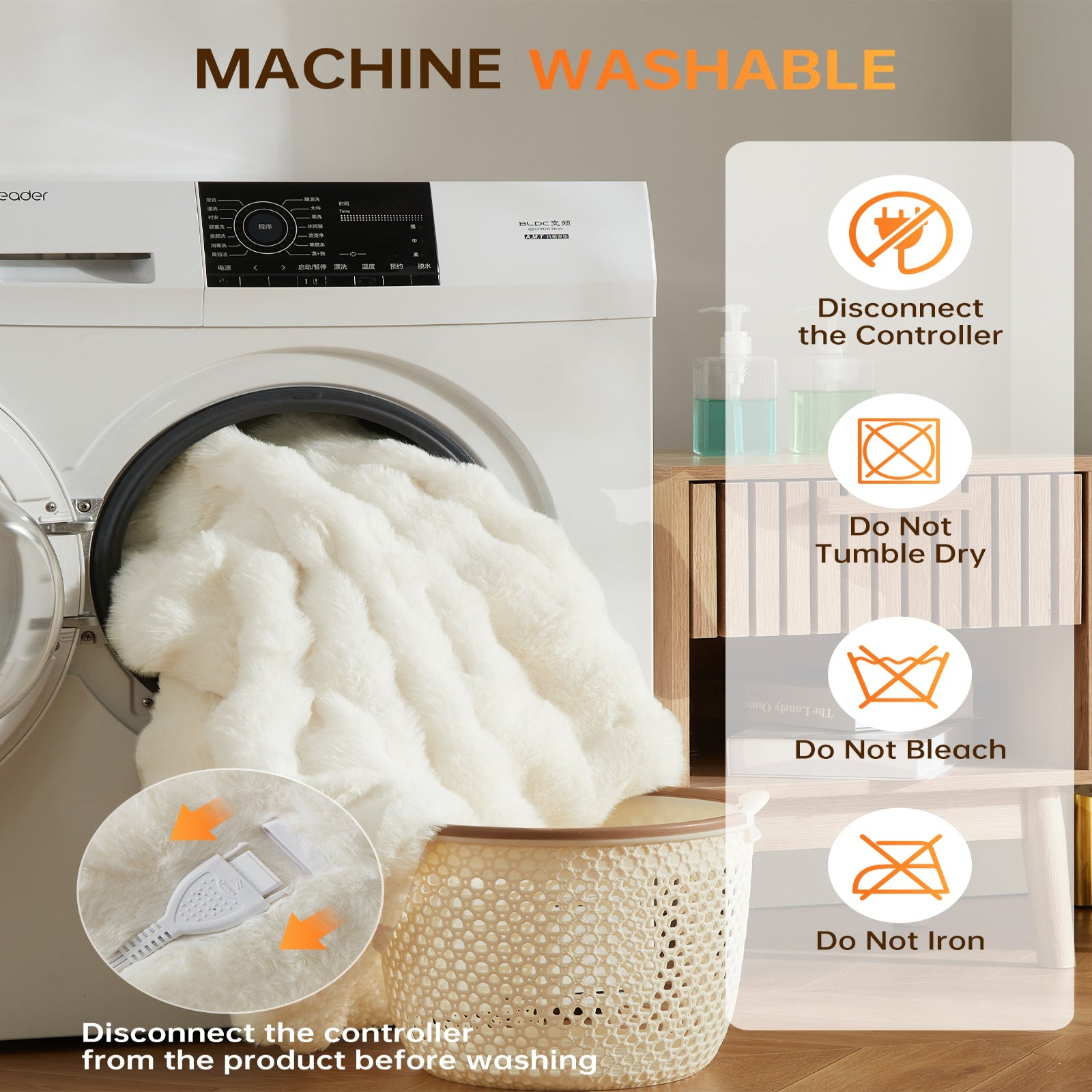 Garvee Heated Blanket King Size, Dual Control Faux Fur Electric Blanket with 4 Heat Settings, Soft Bubble Blanket with 8 Hour Auto-Off & Overheat Protection, for Gifts Home Couch or Bed, White