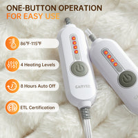 Garvee Heated Blanket King Size, Dual Control Faux Fur Electric Blanket with 4 Heat Settings, Soft Bubble Blanket with 8 Hour Auto-Off & Overheat Protection, for Gifts Home Couch or Bed, White