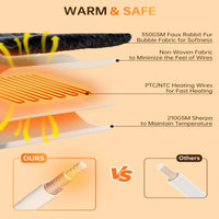 Garvee Heated Blanket Queen, Dual Control Faux Fur Electric Blanket with 4 Heat Settings, Soft Bubble Blanket with 8 Hour Auto-Off & Overheat Protection, for Gifts Home Couch or Bed, Dark Grey