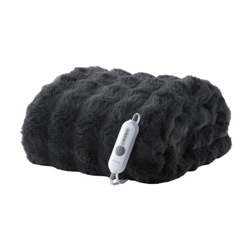 Garvee Heated Blanket Queen, Dual Control Faux Fur Electric Blanket with 4 Heat Settings, Soft Bubble Blanket with 8 Hour Auto-Off & Overheat Protection, for Gifts Home Couch or Bed, Dark Grey