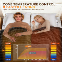 Garvee Heated Blanket Queen, Dual Control Faux Fur Electric Blanket with 4 Heat Settings, Soft Bubble Blanket with 8 Hour Auto-Off & Overheat Protection, for Gifts Home Couch or Bed, Dark Grey