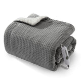 Garvee Heated Blanket Throw, Waffle Electric Throw Blankets with ETL Certified, Soft Flannel Heating Blanket for Couch, 4 Heat Levels, Auto Off, Machine Washable, Grey, 50" x 60" - Grey
