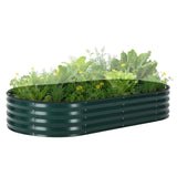 Garvee Galvanized Raised Garden Bed Kit with Zippered PVC Cover – Sturdy Oval Metal Planter Box for Vegetables, Herbs & Flowers – Reinforced Corrosion-Resistant Steel, Tool-Complimentary Assembly – Green, Open, 180×90×30cm - Darkgreen