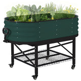 Garvee Galvanized Raised Garden Bed Kit with Legs & Storage Rack – Large Sturdy Metal Planter Box for Vegetables, Flowers & Herbs – Corrosion-Resistant, Mobile on Wheels – Green, 120×60×30cm, Vertical with Wheels - Green