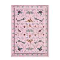 Garvee 5' x 7' Pink Botanical Butterfly Area Rug, Washable Non-Slip Ultra-Thin Soft Rug for Living Room, Bedroom & Nursery