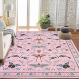 Garvee 5' x 7' Pink Botanical Butterfly Area Rug, Washable Non-Slip Ultra-Thin Soft Rug for Living Room, Bedroom & Nursery - Pink