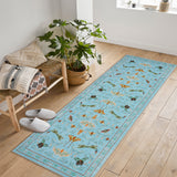 Garvee Insect Washable Soft Area Rugs for Living Room Bedroom Ultra-Thin Non Slip Dining Room Stain Resistant Rug Large Carpet for Office Nursery Bedroom - Blue