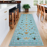 Garvee Insect Washable Soft Area Rugs for Living Room Bedroom Ultra-Thin Non Slip Dining Room Stain Resistant Rug Large Carpet for Office Nursery Bedroom - Blue