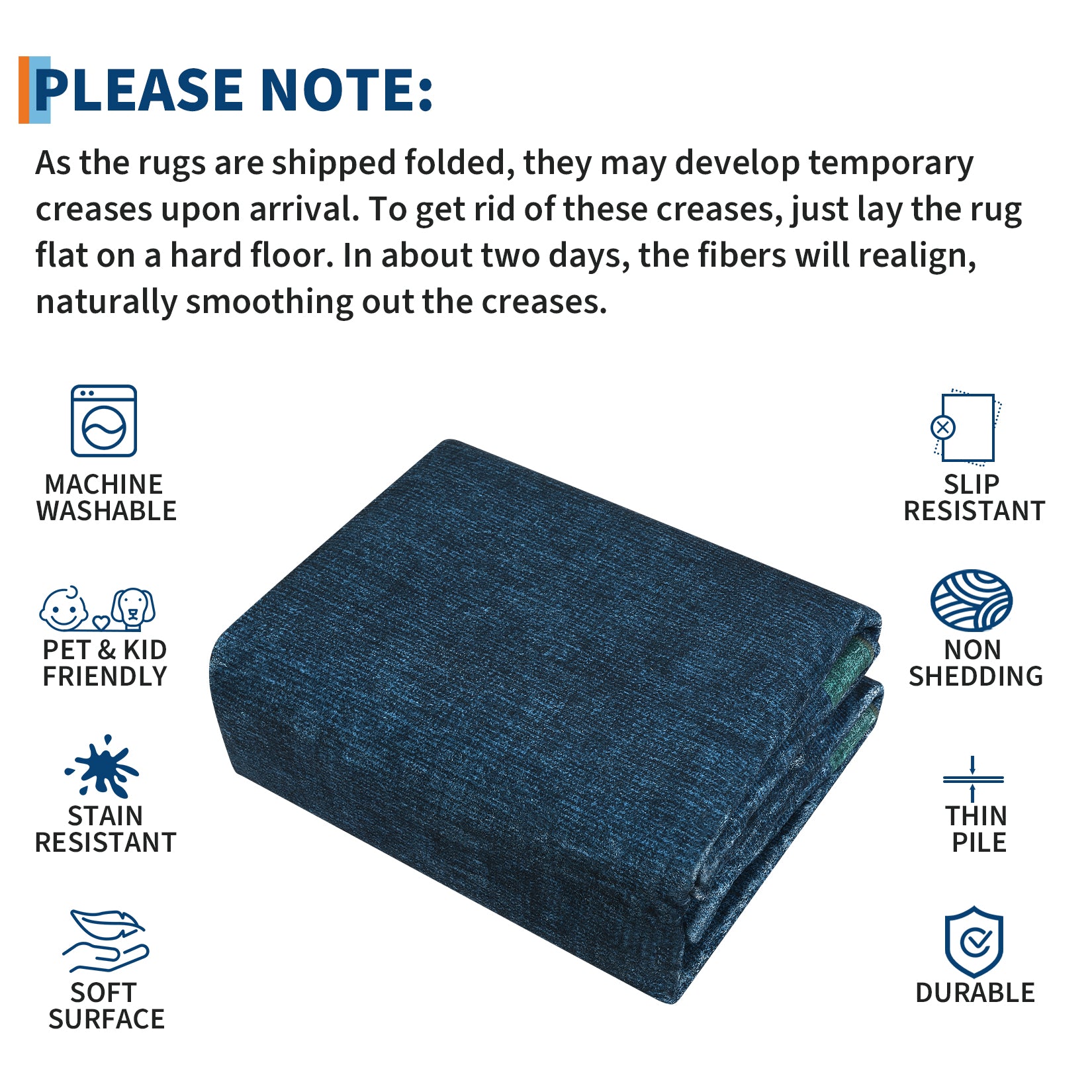 Garvee Washable Area Rug 8x10 Geometric Modern Ultra Soft Non Slip Living Room Bedroom Carpet Blue Teal