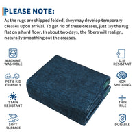 Garvee Washable Area Rug 8x10 Geometric Modern Ultra Soft Non Slip Living Room Bedroom Carpet Blue Teal