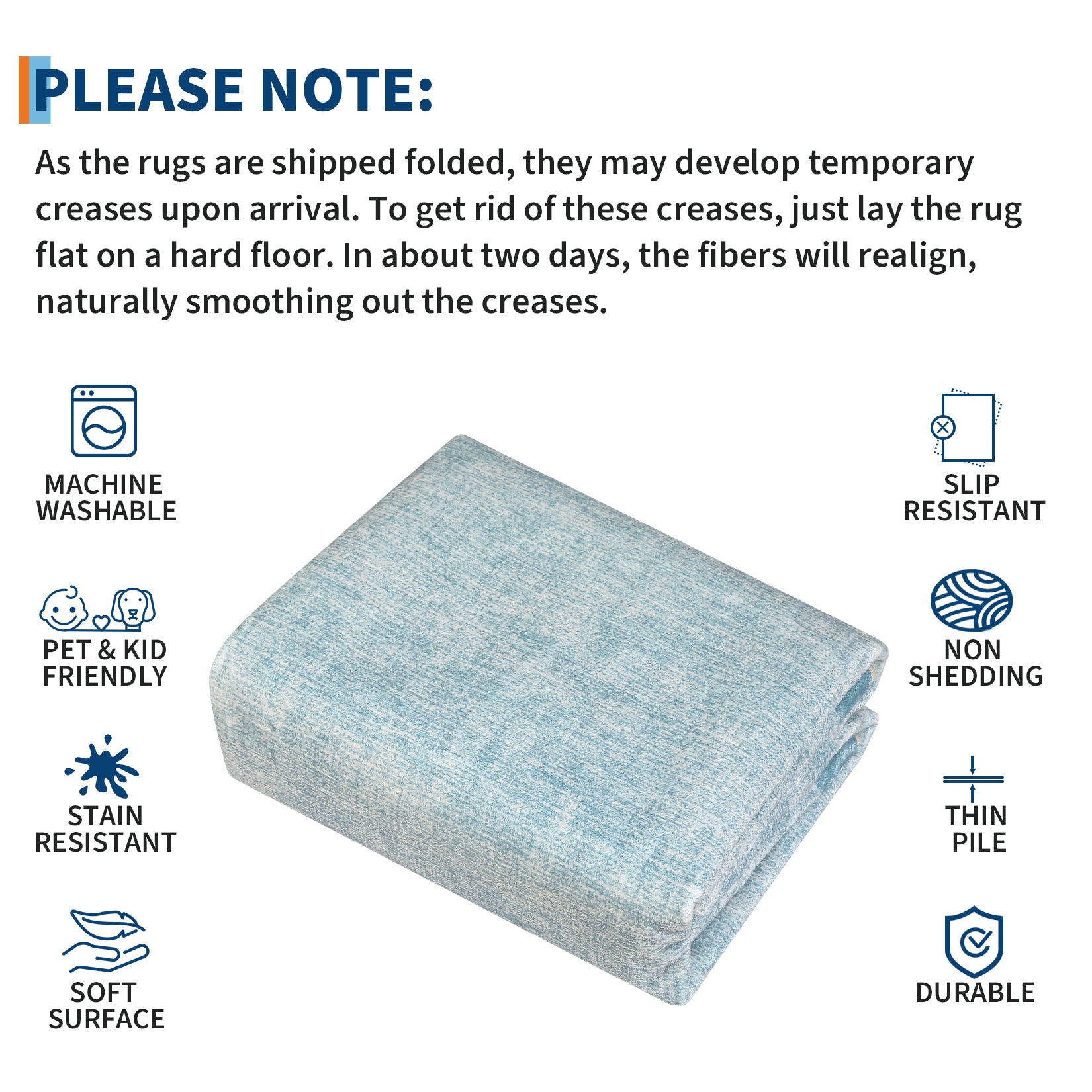 Garvee Large Area Rug 8x10 Washable Non Slip Modern Geometric Carpet Light Blue for Living Room Bedroom Dining Room