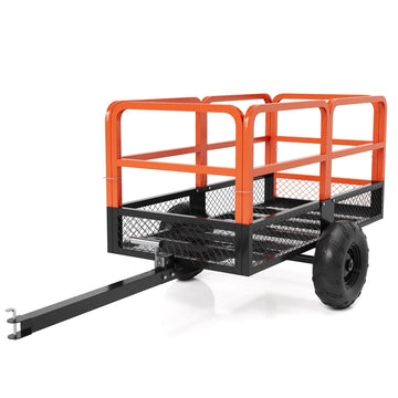 Garvee Heavy Duty Steel Garden Dump Cart - 1600 lbs Capacity Utility Trailer - 22 Cu.Ft. with Removable Sides - Tow Behind for ATV, UTV, Lawn Mower or Tractor - Ideal Yard Hauler, Orange+Black