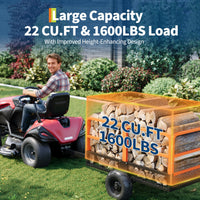 Garvee Heavy Duty Steel Garden Dump Cart - 1600 lbs Capacity Utility Trailer - 22 Cu.Ft. with Removable Sides - Tow Behind for ATV, UTV, Lawn Mower or Tractor - Ideal Yard Hauler, Orange+Black