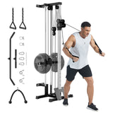 Garvee Wall Mounted Dual Pulley Cable Crossover Machine for Home Gym – 18 Adjustable Positions, 400LB Capacity, Heavy Duty Functional Trainer, Space-Saving Strength Training Equipment for Upper Body & Lat Pulldown, Black