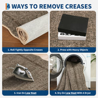 Garvee Extra Large Washable Rug 10x13 Scalloped Washable Rug with Non Slip TPR Backing, Soft Non Shedding Neutral Carpet, Indoor Low Pile Thin Foldable Mat, Modern Carpet for Open Space, Dark Brown