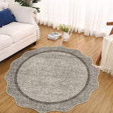 Garvee Washable Rug 4x4 Round Rug with Non Slip TPR Rubber Backing, Neutral Entryway Mat, Soft Non Shedding Floor Covering, Indoor Low Pile Thin Foldable Carpet for Nursery Nook, Brown - Brown