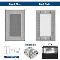 Garvee Waterproof Reversible Outdoor Rug 8x10ft – Large Plastic Straw Mat, UV Resistant, Easy to Clean, Collapsible – Ideal for Patio, Backyard, Deck, Camping, RV, Beach – Gray and White