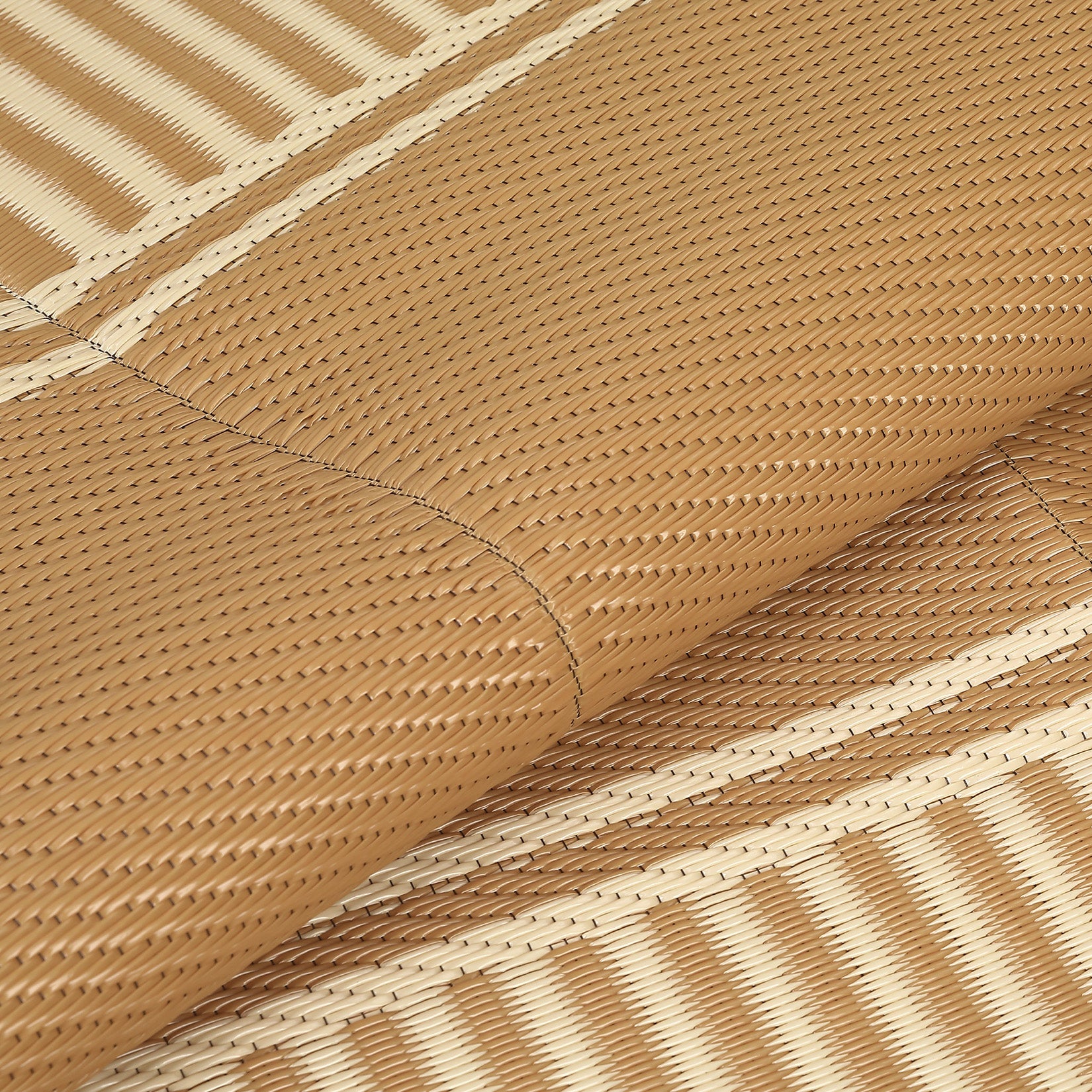 Garvee Waterproof Outdoor Area Rug - 10x20 Brown Coffee Plastic Straw Mat - UV Resistant, Non-Slip, Collapsible, Easy to Clean - Striped Edge, Sturdy Color for Patio, Garden, Deck, Camping
