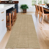 Garvee Washable Area Rug – Modern Geometric Low Pile Rug with Non-Slip Backing, Soft Neutral Carpet for Living Room, Bedroom, Dining Room & Home Office - Natural