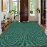 Garvee Washable Area Rug – Modern Geometric Low Pile Rug with Non-Slip Backing, Soft Neutral Carpet for Living Room, Bedroom, Dining Room & Home Office - Green