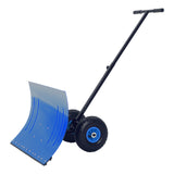 Garvee 29"W X 20"H Snow Shovel with Wheels for Driveway, Adjustable Snow Pusher with 5-Position Angle & Height Handle, Ergonomic Back-Saving Snow Removal Tool for Sidewalks, Yards & Patios - Blue - Blue