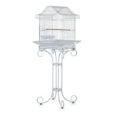 Garvee Decorative Metal Bird Cage with Stand, 57.3” Tall Spacious Aviary with Portable Handle, Removable Tray, 4 Bowls & Perches, Split Design for Parrots, Canaries, Budgies - White | 57.3"H