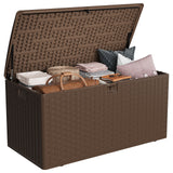 Garvee 100 gal Outdoor Storage Box, Lockable Plastic Deck Box with Lid, Waterproof & UV-Resistant Storage Bin for Patio Cushions, Garden Tools & Pool Accessories, Brown - Brown