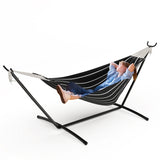 Garvee Chasm 450 Lbs Double Hammock with Space-Saving Collapsible Steel Stand for 2 Person - Heavy Duty Portable Indoor Outdoor Hammock, Carry Bag Included - Ideal for Garden, Camping, Beach - Chasm