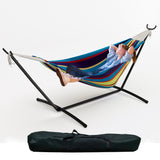 Garvee 450 Lbs Tropical Double Hammock with Space-Saving Collapsible Steel Stand for 2 Person - Heavy Duty Portable Indoor Outdoor Hammock with Carry Bag - Great for Garden, Beach, Camping - Tropical