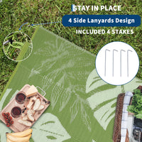 Garvee Durable Waterproof Reversible Outdoor Rug – Plastic Straw Patio Carpet, UV & mark Resistant, Lightweight, Easy to Clean, with Carry Bag, Perfect for Patio, RV, Camping, Deck, Porch, Poolside – Sage Green