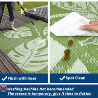 Garvee Durable Waterproof Reversible Outdoor Rug – Plastic Straw Patio Carpet, UV & mark Resistant, Lightweight, Easy to Clean, with Carry Bag, Perfect for Patio, RV, Camping, Deck, Porch, Poolside – Sage Green