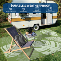 Garvee 9x12ft Reversible Outdoor Plastic Straw Rug, Waterproof & UV Resistant Patio Carpet, Washable Collapsible Mat with Carry Bag for Deck, Camping, RV & Picnic – Sage Green