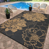 Garvee Outdoor Plastic Straw Rug 9x12 Waterproof Reversible Floral Botanical Polypropylene Non-Slip Lightweight Foldable with Carry Bag for Patio RV Camping