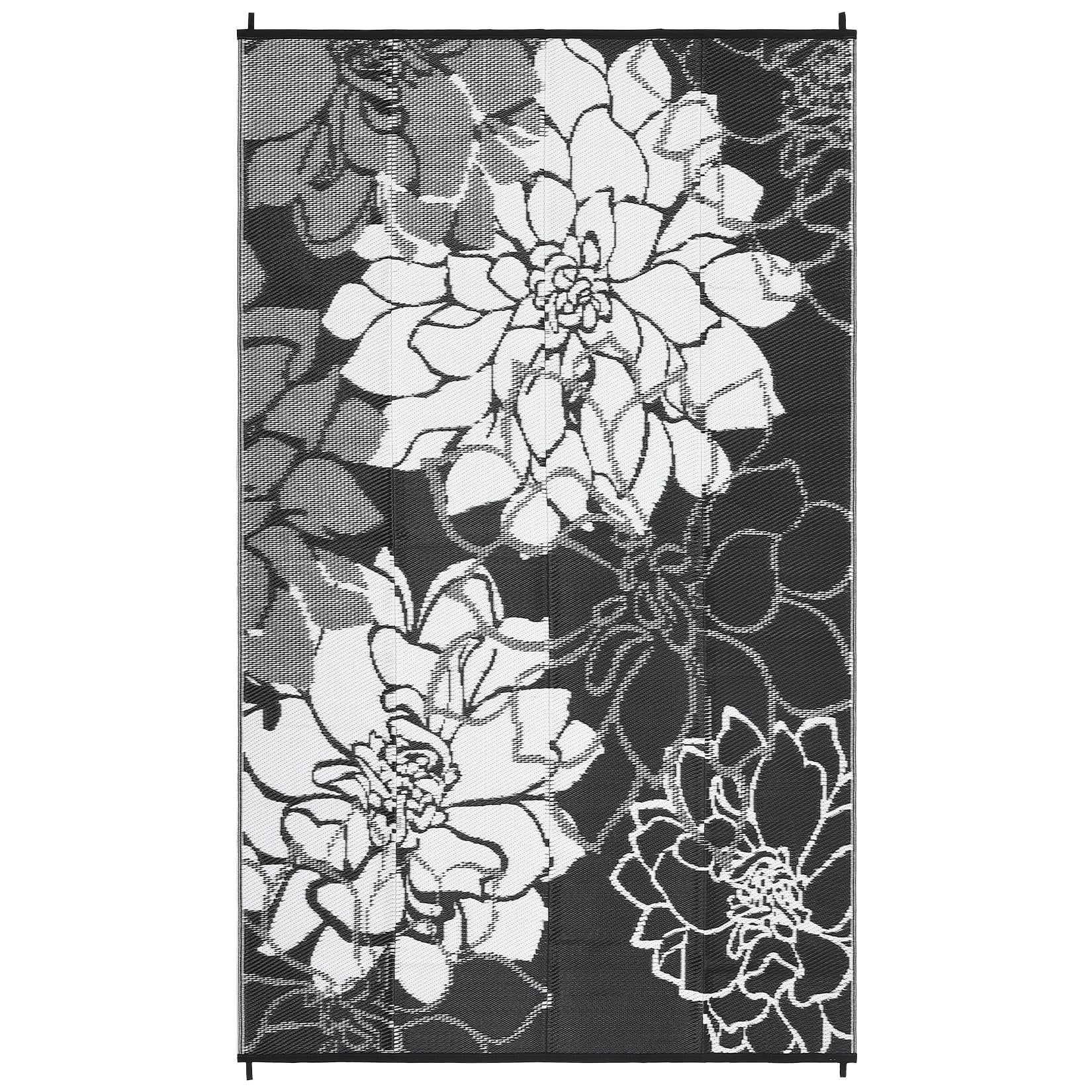 Garvee Large Outdoor Rug 9x18 Waterproof Reversible Floral Design Polypropylene Plastic Straw Non-Slip UV Resistant Patio Deck RV Camping