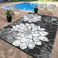 Garvee Large Outdoor Rug 9x18 Waterproof Reversible Floral Design Polypropylene Plastic Straw Non-Slip UV Resistant Patio Deck RV Camping