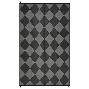Garvee Outdoor Rug 9x18 ft Waterproof Reversible Patio Camping Mat Black/Grey Diamond for RV Porch Balcony Backyard Picnic Beach