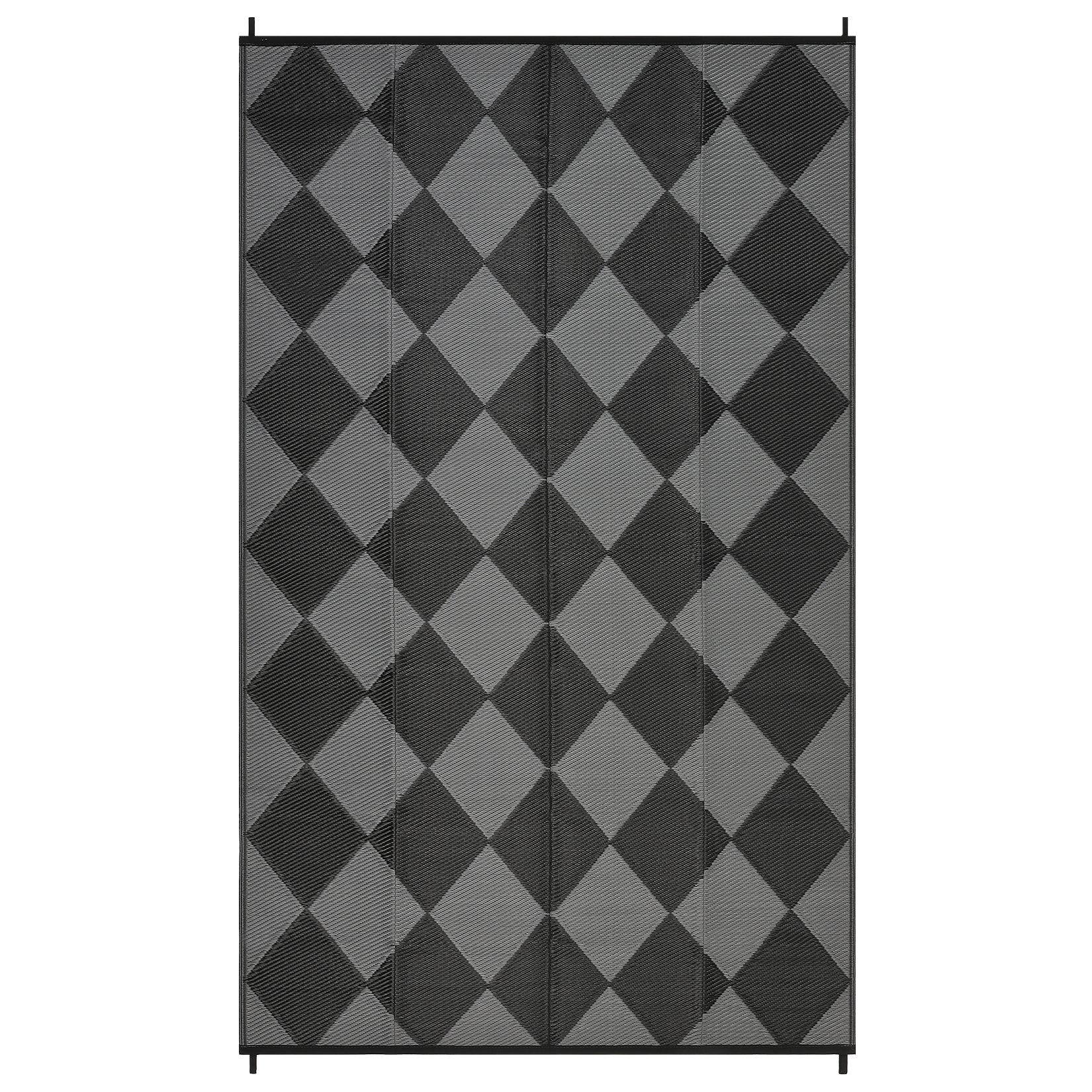 Garvee Outdoor Rug 9x18 ft Waterproof Reversible Patio Camping Mat Black/Grey Diamond for RV Porch Balcony Backyard Picnic Beach