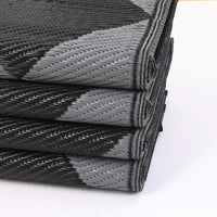 Garvee Outdoor Rug 9x18 ft Waterproof Reversible Patio Camping Mat Black/Grey Diamond for RV Porch Balcony Backyard Picnic Beach