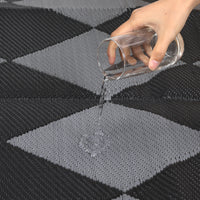 Garvee Outdoor Rug 9x18 ft Waterproof Reversible Patio Camping Mat Black/Grey Diamond for RV Porch Balcony Backyard Picnic Beach