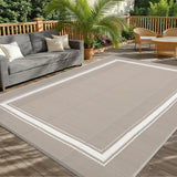 Garvee Reversible Outdoor Plastic Area Rug – Waterproof & UV Resistant, Easy to Clean, Modern Gray Coffee Woven Carpet for Patio, Garden, Deck, with Stakes & Portable Bag, 10x14ft - Dusty Taupe
