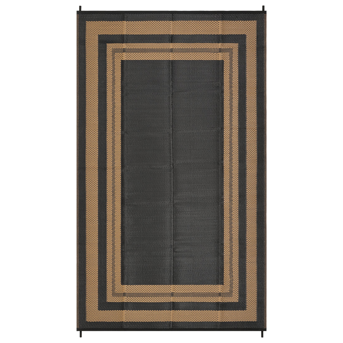 Garvee Outdoor Rug 10x14 Large Waterproof Plastic Straw Rug for Patio, Camping, RV, Black/Brown Panel, Reversible, Lightweight