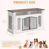 Garvee Roman Column 63 Inch Large Dog Crate Furniture for 2 Dogs with Open Storage, Heavy Duty Dog Kennel Entertainment Table TV Stand for Small and Medium Dogs