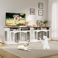 Garvee Roman Column 63 Inch Large Dog Crate Furniture for 2 Dogs with Open Storage, Heavy Duty Dog Kennel Entertainment Table TV Stand for Small and Medium Dogs